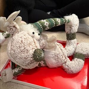Cozy Holiday Reindeer Plush with Green Accents